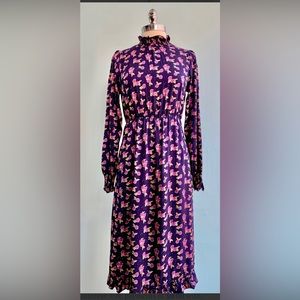 NWT Campania Fantastica Plum Print Midi Dress XL